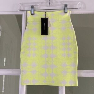 BCBGMAXAZRIA Simone Neon Yellow Bodycon Skirt Size XXS NWT